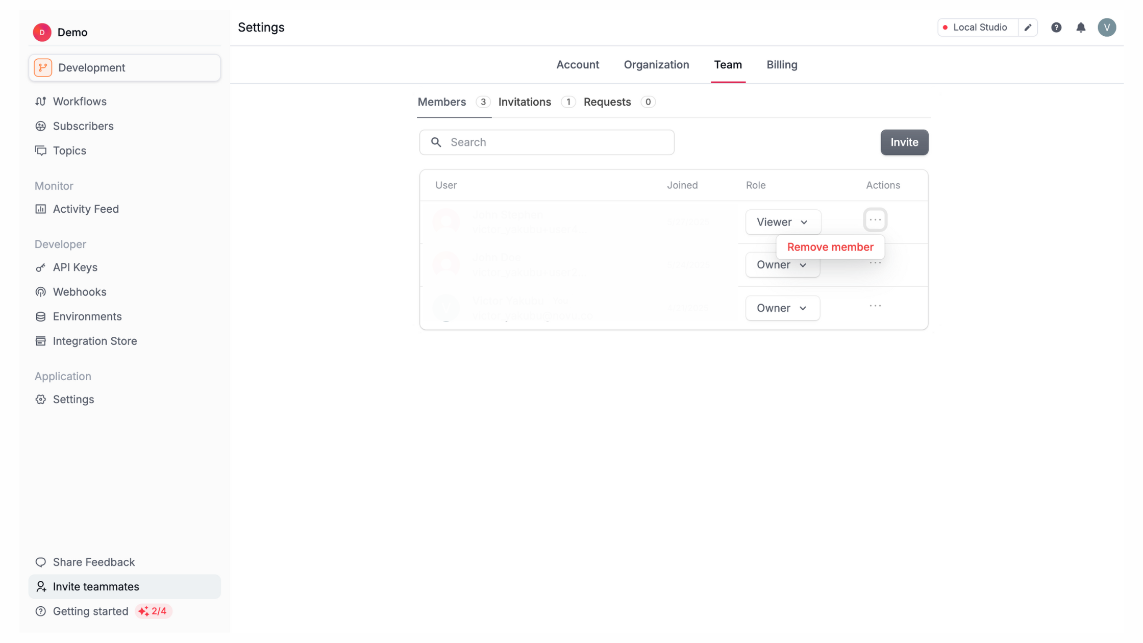Removing members from your organization